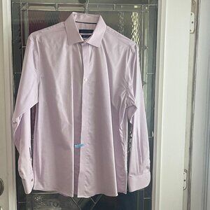 Tommy Hilfiger Dress Shirt Mens L 16 32/33 Purple Slim Fit Stretch THFlex